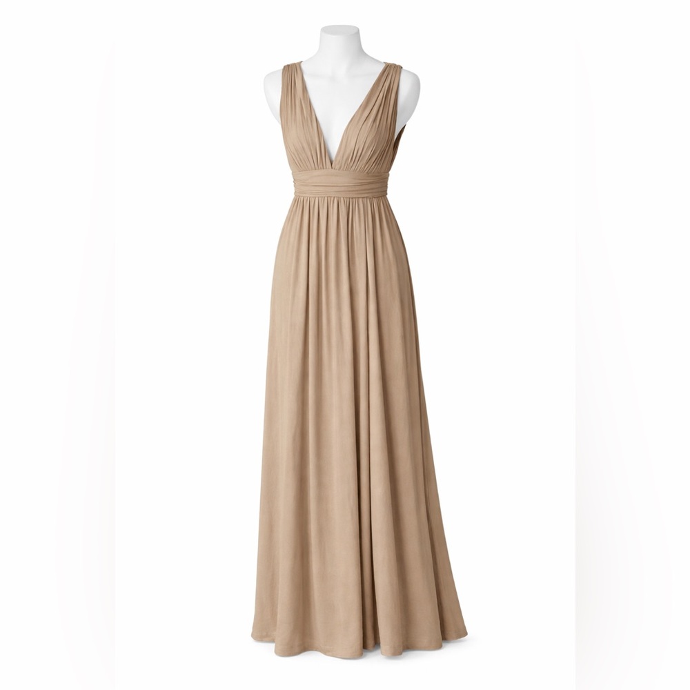NWT Love By Design Athen Plunging V Neck Maxi Dress Formal Prom Size M Nude